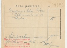 Powiększ zdjęcie Kwit z 6 stycznia 1945 roku na Franciszka Wygrzywalskiego, z pieczątką „Landkommissar in Gorlice”