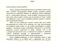 Powiększ zdjęcie List gratulacyjny dla Państwa Suskich za otrzymanie Medalu za Długoletnie Pożycie Małżeńskie od Prezydenta Rzeczypospolitej Polskiej Lecha Kaczyńskiego; 8 grudnia 2008 roku
