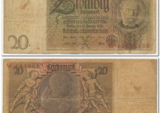 Powiększ zdjęcie Banknoty znalezione przez Jana Horbala po wysadzeniu samochodu przez żołnierza niemieckiego