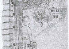 Powiększ zdjęcie Rysunek Mariana Stępnia przedstawiający go jako chłopca wysłanego przez matkę „na żebry” do dworu w Sokole