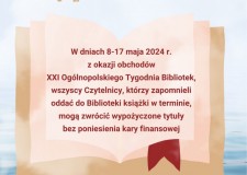 Powiększ zdjęcie Plakat — XXI Ogólnopolski Tydzień Bibliotek 2024 w MBP w Gorlicach — abolicja 