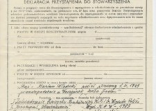 Powiększ zdjęcie Deklaracja Józefy Sikory przystąpienia do Stowarzyszenia Polaków Poszkodowanych przez III Rzeszę Niemiecką